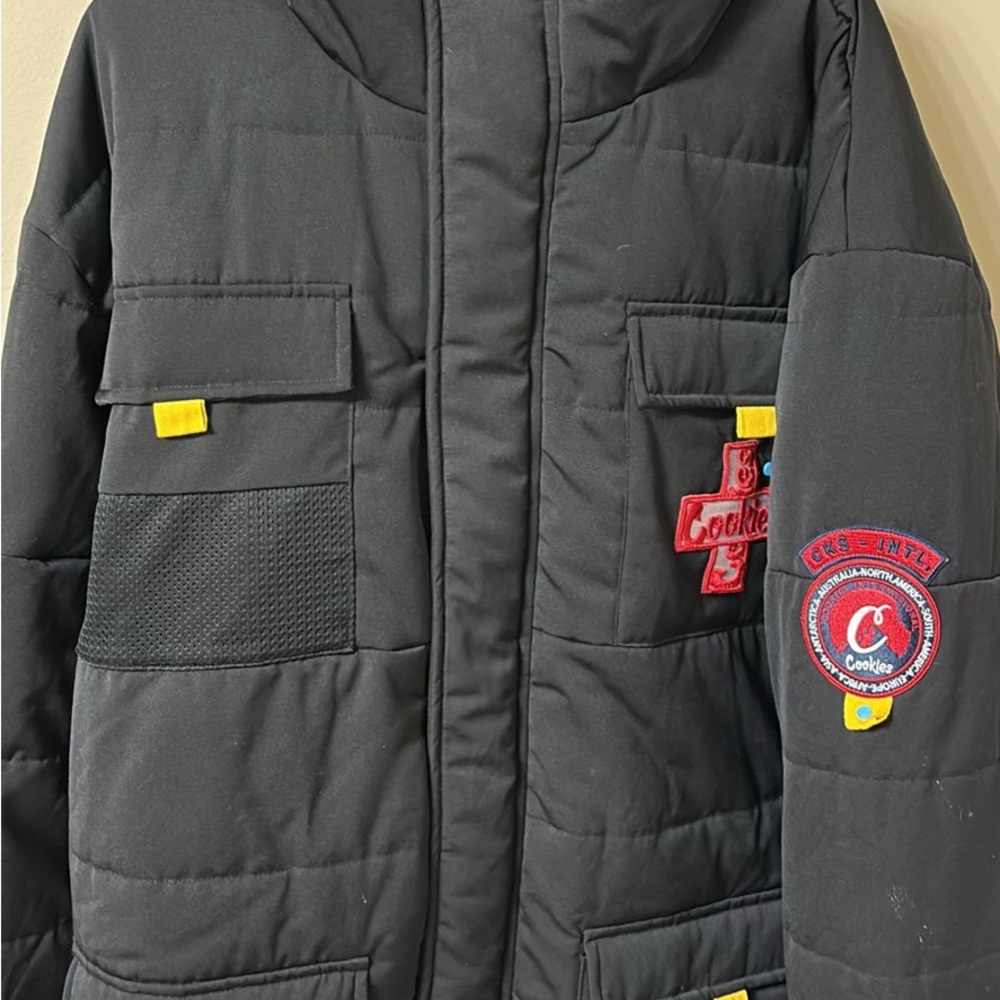 Cotille Black Puffer Jacket with Patches